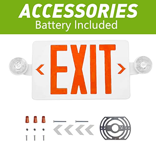 OSTEK Red LED Exit Sign with Emergency Lights，Two LED Adjustable Head Emergency Exit Lights with Battery Backup, Dual LED ...