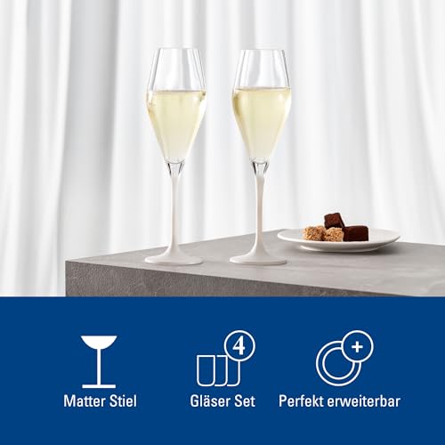 Villeroy & Boch - Manufacture Rock Blanc Champagne Flute Set, 4 pcs. Set of Drinking Glasses for Champagne and Sparkling W...