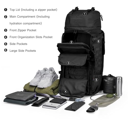 Mardingtop 75L Molle Hiking Internal Frame Backpacks with Rain Cover for Camping,Backpacking,Travelling