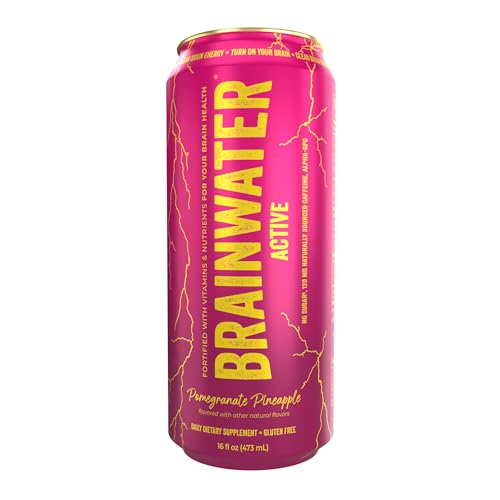 BrainWater Active, Water for Clean Energy, Workout & Focus Support, Gluten Free, Zero Sugar Drinks with Alpha GPC, Vitamin...