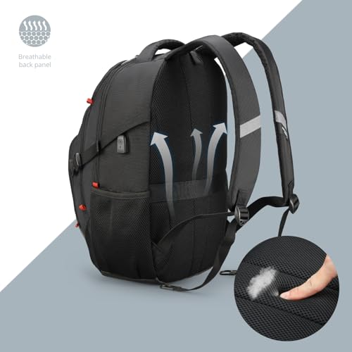 Swissdigital Design Laptop Backpack with USB Charging Port, Travel Backpack Fits 15.6 inches Computer, 31L College School ...