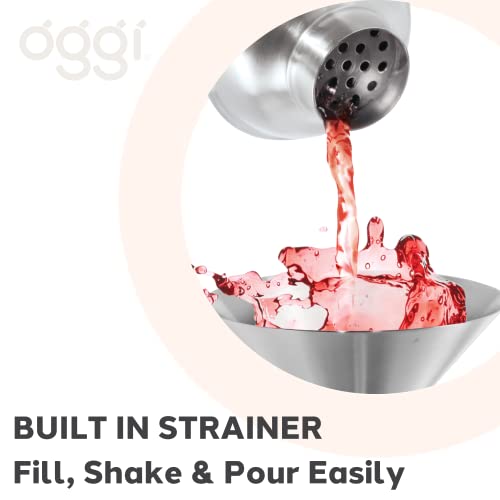 OGGI Classic Cocktail Shaker Stainless - 26 oz, Stainless Steel Construction, Built in Strainer - Ideal Home Bar Drink Mix...