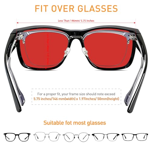 ANDWOOD Fit Over Blue Light Blocking Glasses for Women Men Fitover Computer TV Gaming AR Coatings Lens Improve Sleep