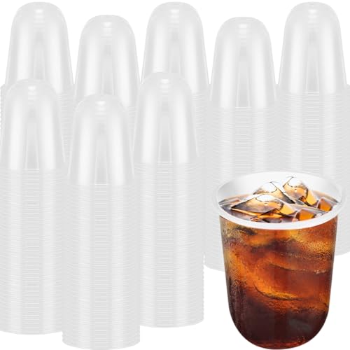 LIANGYUNZE 150 Pcs Disposable Stemless Clear Plastic Cups 16OZ NATURAL Arc Plant Based wine glasses For Parties Weddings B...