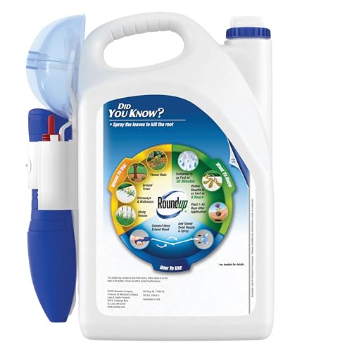Roundup Weed & Grass Killer₄ with Sure Shot Wand, Use in and Around Flower Beds, Trees, and Driveways, 1 gal.