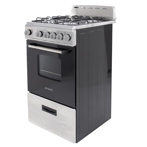 Avanti Gas Range Oven, Compact Freestanding Design, 4 Sealed Burners with Electronic Ignition, 2.1 Cu.Ft. Capacity Feature...