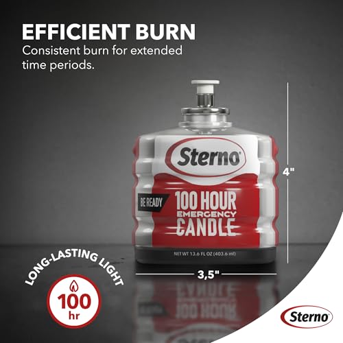 Sterno 100-Hour Emergency Candles - Long Burning Unscented Candles for Emergencies and Power Outages - Burns Up to 100 Hou...