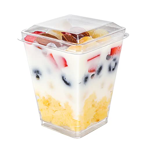 EASERCY 50 Pack 5 oz Plastic Dessert Cups with Lids, Yogurt Parfait/Appetizer Cup with Lids for Party, Mini Dessert Cups w...
