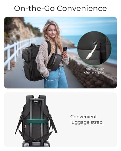 BAGSMART Womens Backpack Carry On Flight Approved, Travel Backpack for Women with Waist Bag, Traveling Lightweight Weekend...