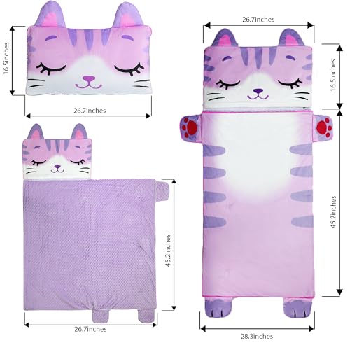 Wizland Sleeping Bag for Kid-Thick Cut Flannel School Mat for Boys and Girls Kindergarten Portable Nap Mats Super Soft, Wa...