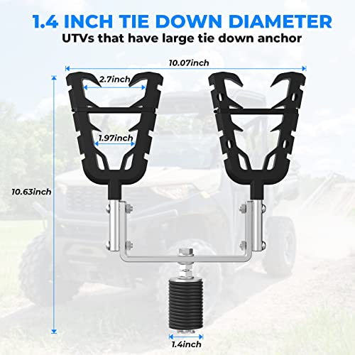 KEMIMOTO UTV Tool Rack, Hunting Tool Holder Rack Tool Mount Compatible with Polaris Ranger & General, Bow Holder Grips with Rubber Snubbers