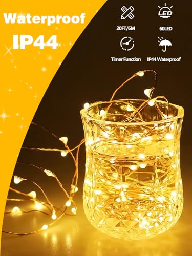 4 Pack 240 LED Christmas Fairy Lights Battery Operated with Timer, 80FT Waterproof Twinkle Lights Indoor Outdoor, String L...