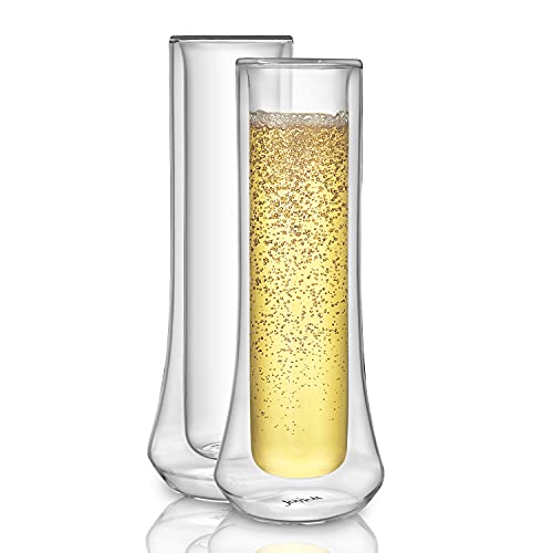 JoyJolt Cosmo Double Wall Stemless Champagne Flutes – Set of 2 Mimosa Glasses, Ideal for Weddings, or Bridal Showers – Che...