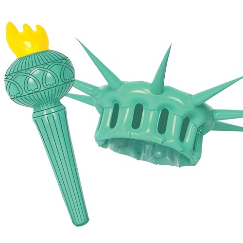 Beistle Inflatable Statue of Liberty Crown & Torch, Patriotic Party Accessories, 4th July Outfit for Parades Events, Crow...
