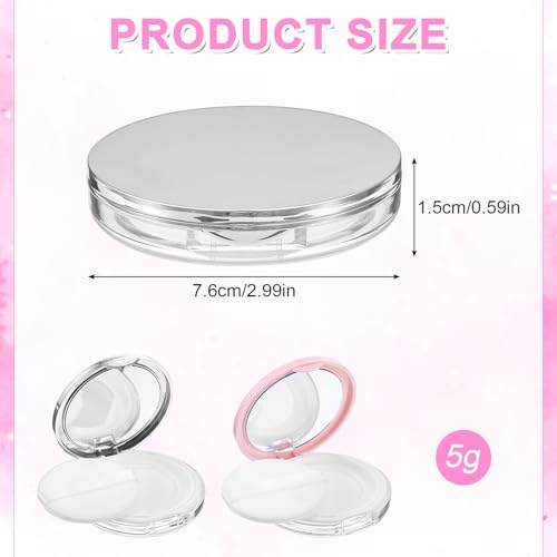 GEEHUA 2 Pcs Loose Powder Container with Puff, 0.3-0.7oz Reusable Travel Powder Puff Case Refillable Empty Makeup Compact ...