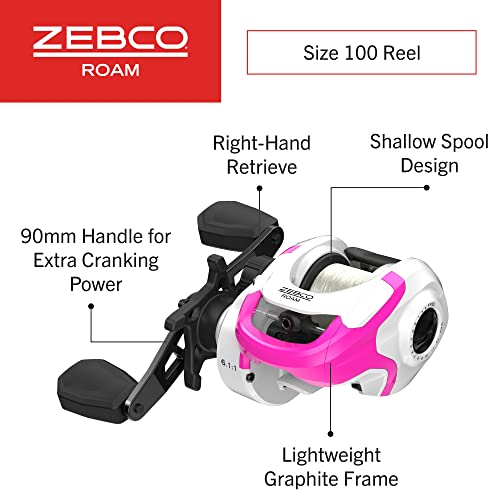 Zebco Roam Baitcast Reel and Fishing Rod Combo, 6-Foot 6-Inch 2-Piece Fiberglass Fishing Pole with Split-Grip MaxTac Rod H...