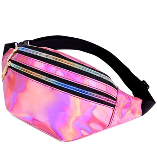 Fanny Pack For Women Holographic Crossbody Waist Bag Waterproof Waist Packs Adjustable Belt Laser Hip Bag Fashion Sports P...