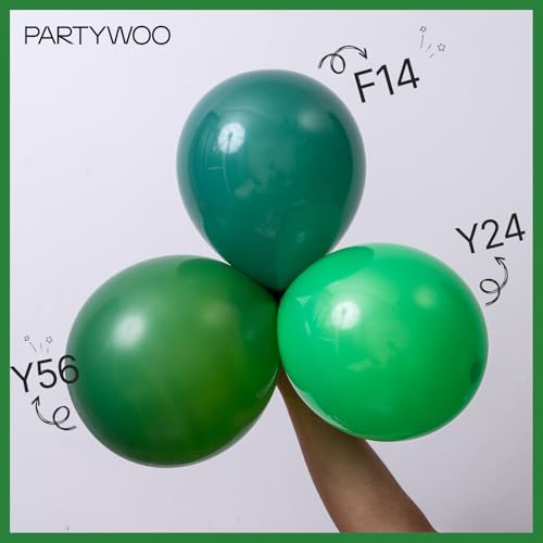 PartyWoo Dark Green Balloons 145pcs Different Sizes of 18 12 10 5 Inch Emerald Hunter Forest Green Balloon Arch Kit for Bi...