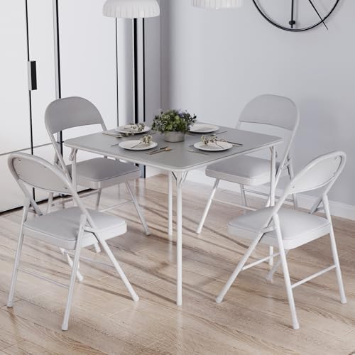 VECELO 34'' Folding Table with Soft Padded Tabletop, Portable Multifunctional for Indoor/Outdoor, Home, Parties, Picnics, ...