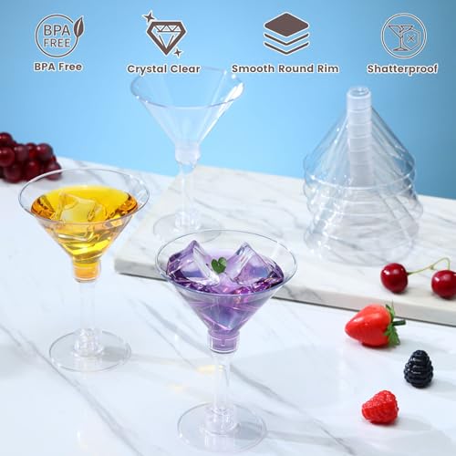 CALBODE 40 Pack Plastic Martini Glasses 5 Oz Disposable Cocktail Glasses, Tall Mini Martini Cups, Plastic Margarita Glasse...