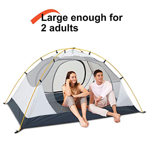 BISINNA 2 Person Camping Tent Lightweight Backpacking Tent Waterproof Windproof Two Doors Easy Setup Free Standing Double ...