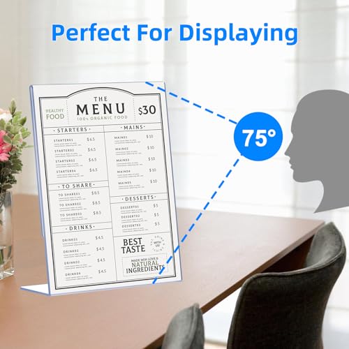 6 Pack Slanted Back Acrylic Sign Holders 4x6 for Business & Store, Tabletop Vertical Sign Holder with Anti-Slip Pads Clear...