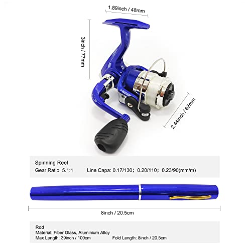 Portable Pocket Telescopic 38inch Mini Pen Fishing Rod Spinning Reel Combos Pen Folded Fishing Pole Spinning Wheel Gift fo...