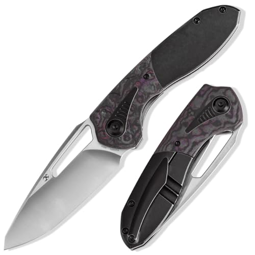 KANSEPT Thoth Camping Pocket Knives for Men 8.05in Folding Knives with 3.43in Satin CPM 20CV Material and Blackwash Titani...