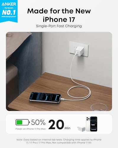 Anker Nano 47W USB C Charger, 2 Port Compact Foldable GaN Charger for iPhone 17 / 16, Galaxy, Pixel, Compatible with MagSa...