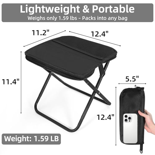Pocket Chair, Folding Camp Stool for Adults, Portable Lightweight Small Foldable Camping Chair, Mini Seat Travel Fishing S...