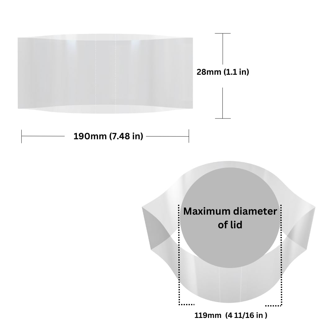 Supplement and Supply 190 x 28 mm Clear Perforated Shrink Band for Tubs, Deli Containers, Large Canisters and More. [Compatible Diameter: 4 11/16"] - Bundle of 1,000