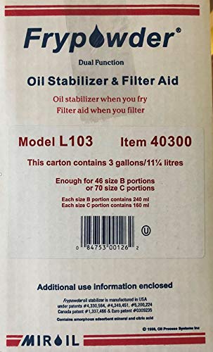 MirOil L103 Fry Powder Oil Stabilizer and Filter Aid, Case of 3 Gallons of Fry Powder, Remove Fryer Oil Contaminant, Save Grease & Remove Carbon Deposits, Reduce Usage, Deep Fryer Cooking Grease Saver
