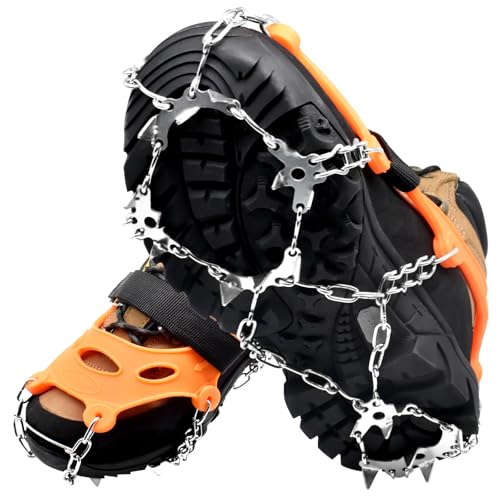 ZeeDix Crampons Ice Cleats for for Shoes & Boots, 19-Spike Stainless Steel Crampon, Anti Slip Traction Grips for Walking H...