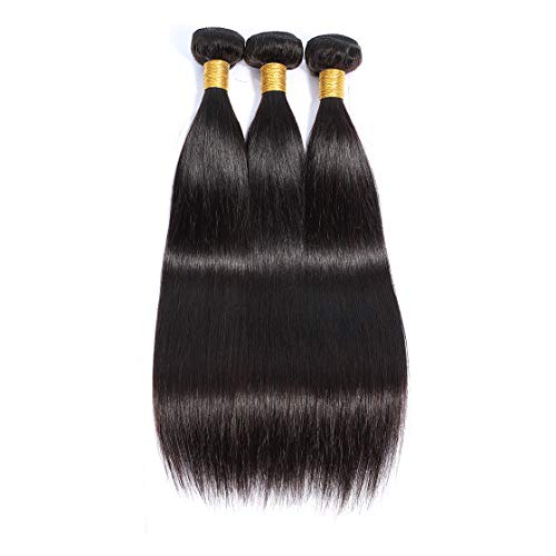 Selina Hair Straight 3 Bundles Human Hair 20 22 24 Inch Brazilian Virgin Hair 100% Human Hair 100g/Bundle Natural Black Color
