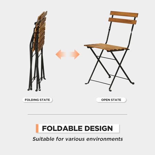 3 Pieces Folding Patio Furniture Set Bistro Set Portable Conversation Set All Weather Resistant Outdoor Furniture with 2 F...