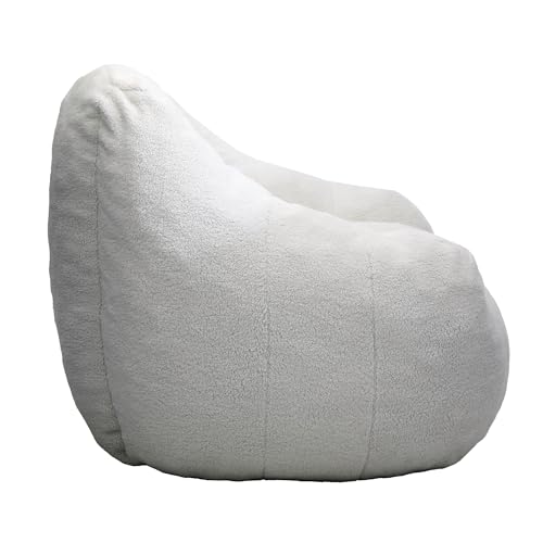 hausway Bean Bag Chair, Comfy Bean Bag Sofa with Tufted Soft Stuffed Filling, Fluffy Bean Bag Chair with Memory Foam,Stuffed Floor Sofa for Dorm, Apartment, Living Room (White)