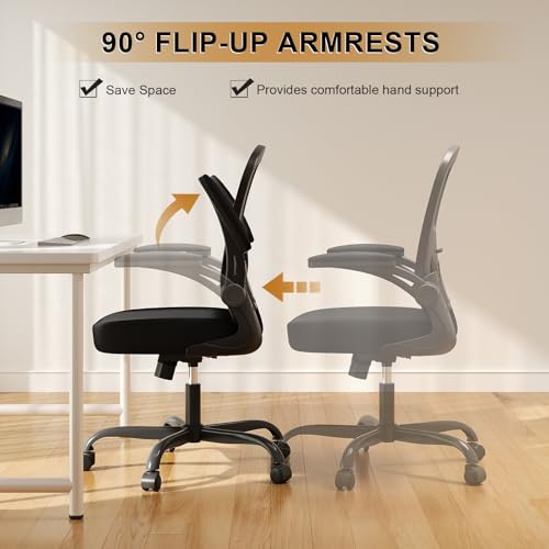 Office Chair, Ergonomic Desk Chairs 330LBS Capacity High Back Mesh Computer Chair with Flip-up Armrests, Comfy Work Chair ...