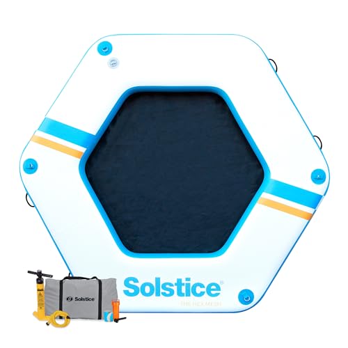 SOLSTICE Circular Mesh Hangout Ring Inflatable Dock, Floating Water Raft Platform