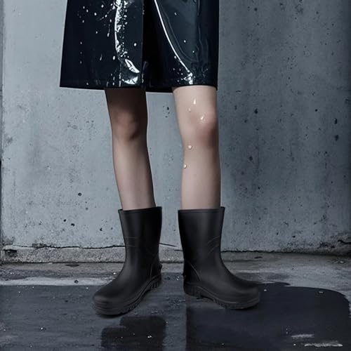 DaeRainy Women Waterproof Rain Boots Mid-Height PVC Rubber Boots Garden Shoes for Outdoor