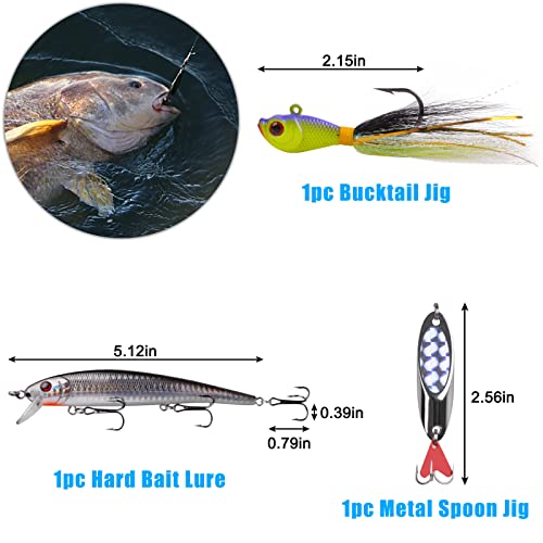 Surf Fishing Tackle Kit Ocean Saltwater Fishing Lures Surf Fishing Gear Fish Finder Rigs Pompano Rig Pyramid Sinker Weight...