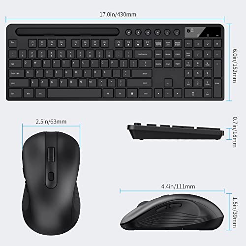 Wireless Keyboard and Mouse Combo, MARVO 2.4G Ergonomic Wireless Computer Keyboard with Phone Tablet Holder, Silent Mouse ...