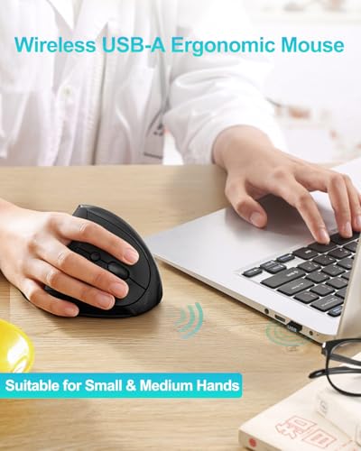 Lekvey Ergonomic Mouse, Vertical Wireless Mouse for Small/Medium Hands, Rechargeable with USB Receiver, 3 DPI for Comfort,...
