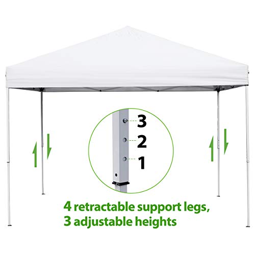 Smartxchoices 10 x 10 FT Pop Up Canopy Tent - Instant Outdoor Canopy with Wheeled Carry Bag, 4 Ropes, Straight Legs, Stake...