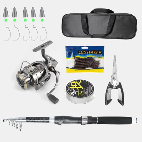 Fishing Rod, Telescopic Fishing Rod and Reel Combo, Collapsible Travel Fishing Pole Rod Starter Kit, Carbon Fiber Fishing ...