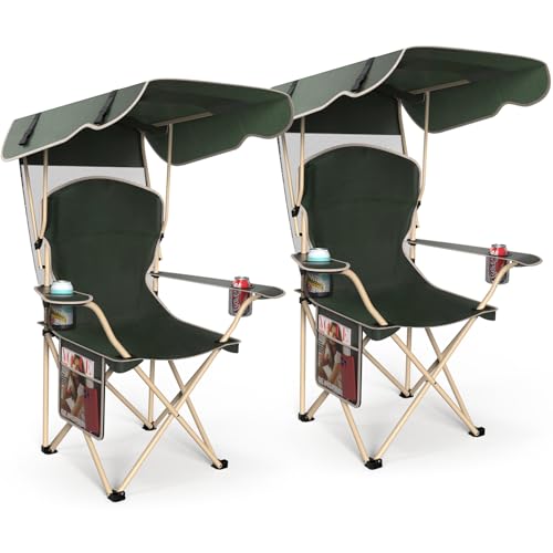 VTOY Portable Camping Chair with Canopy - Folding Chair with Canopy, Durable 600D Oxford Canopy Chair for Camping, Beach, ...