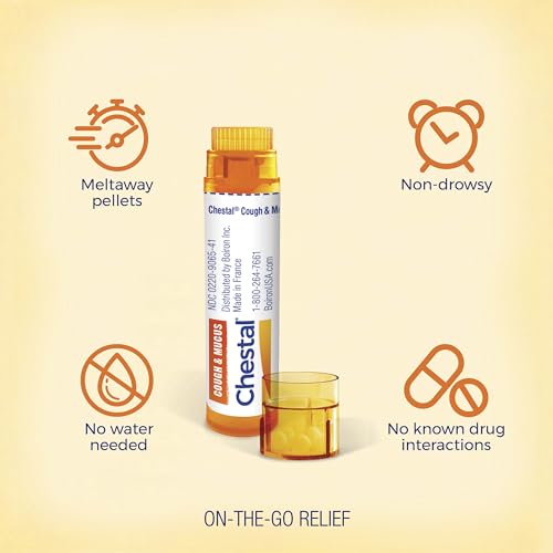 Boiron Chestal Pellets for Cough and Mucus Relief, Nasal or Chest Congestion, and Sore Throat Relief - 2 Count (160 Pellets)