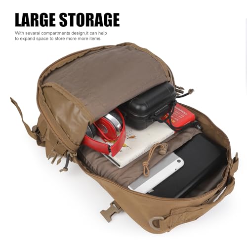 PAIWPHLI Small Tactical Backpack Military Daypack 12L Molle Bag Rucksack Army Daypack for Outdoor,Hiking,Camping,Travel (Tan)