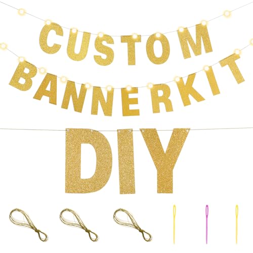 TaoBary 112 Pcs DIY Letter Kit Glitter Customizable Banner Letters Include 107 Letters and Numbers 3 Rope and 2 Needles fo...