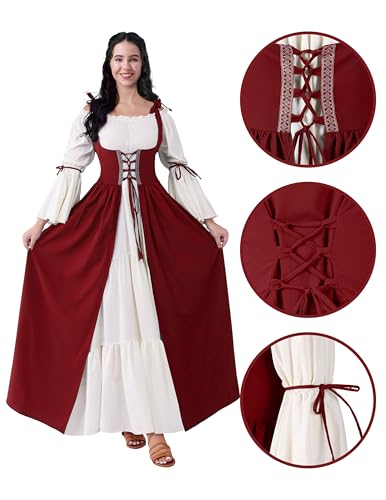 Spooktacular Creations Halloween Renaissance Costume Women, Renaissance Corset Dress, Plus Size Medieval Chemise for Cosplay