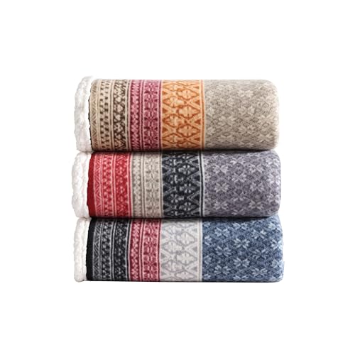 Eddie Bauer - Throw Blanket, Brushed Fleece & Plush Sherpa Bedding, Throw Blanket for Couch & Bed (Fair Isle Dark Steel, 5...